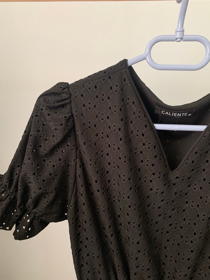 Siyah Nakışlı Uzun Bohem Elbise - Görsel 2