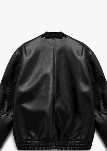 KOTON Siyah Parlak Suni Deri Erkek Ceket - Görsel 4