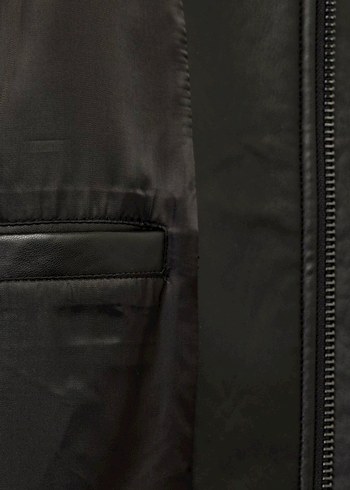 KOTON Siyah Parlak Suni Deri Erkek Ceket - Görsel 6