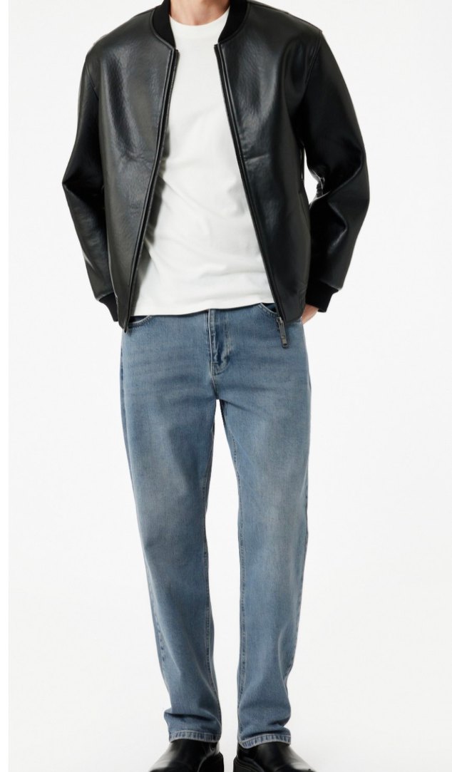 KOTON Siyah Parlak Suni Deri Erkek Ceket - Görsel 2