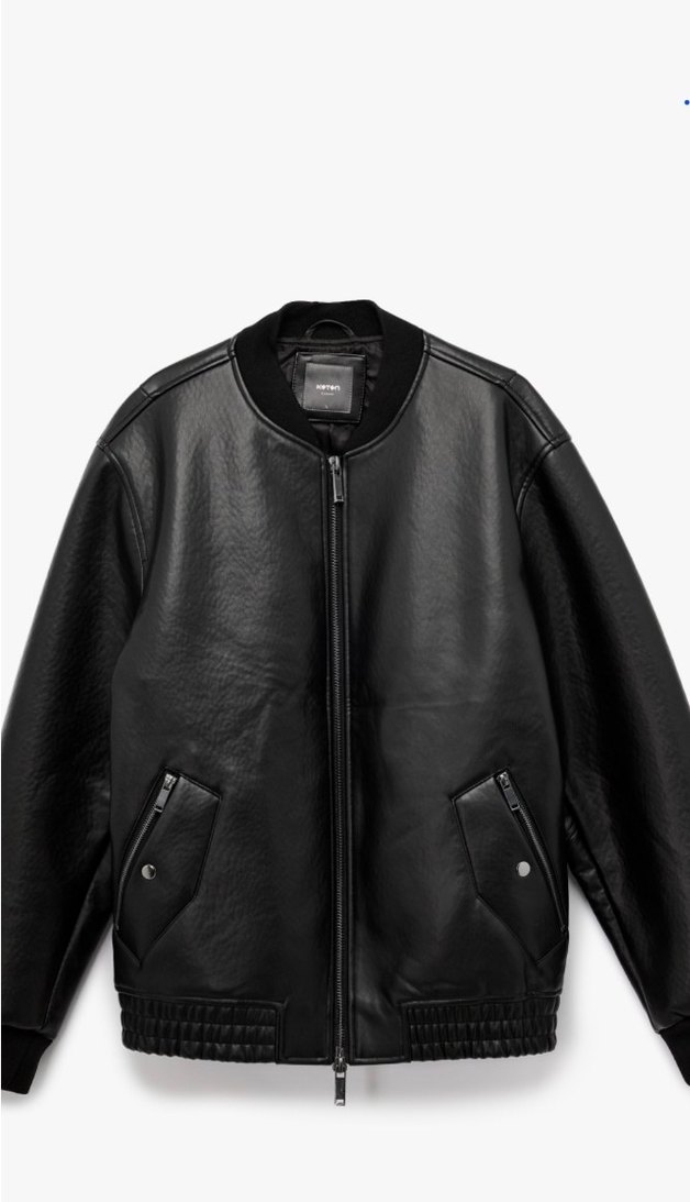 KOTON Siyah Parlak Suni Deri Erkek Ceket - Görsel 3