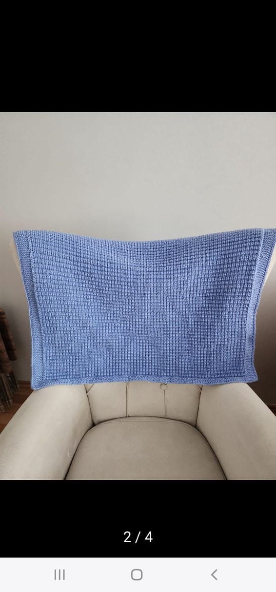 Mavi Örgü Çocuk/Bebek Battaniyesi - Görsel 2