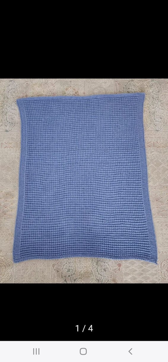 Mavi Örgü Çocuk/Bebek Battaniyesi - Görsel 4