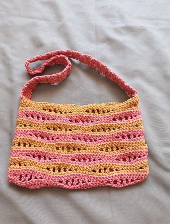Pembe Sarı Örgü Bohem Kadın Çanta - Görsel 2