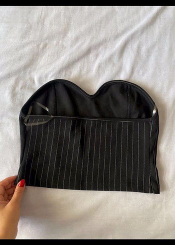 Zara Kadın Siyah Straplez Pilili Bustiyer