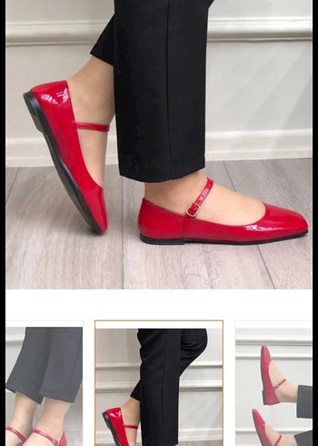 Kırmızı Rugan Tokalı Stiletto Kadın Babet