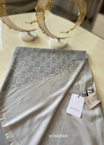GUCCİ yün ipek şal uzun etiketli