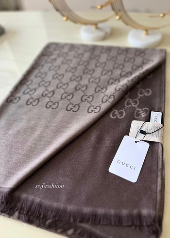 GUCCİ yün ipek şal uzun etiketli