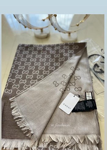 GUCCİ yün ipek şal uzun etiketli