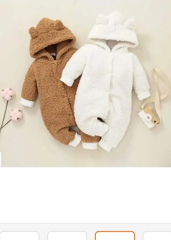 1 Yaş Beden kahverengi Renk Kahverengi Peluş Bebek Tulumu