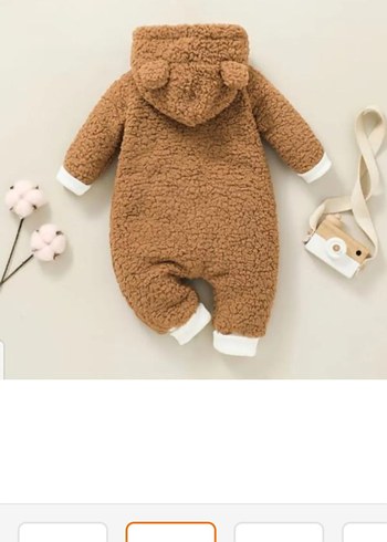 HelloBaby Kahverengi Peluş Bebek Tulumu