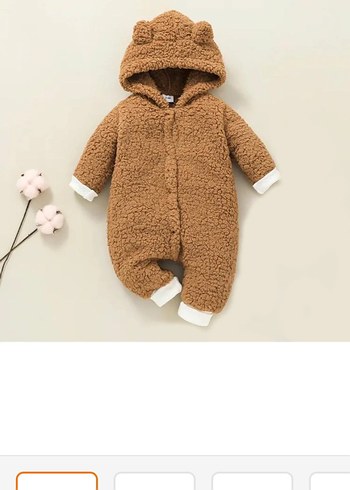 1 Yaş Beden Kahverengi Peluş Bebek Tulumu