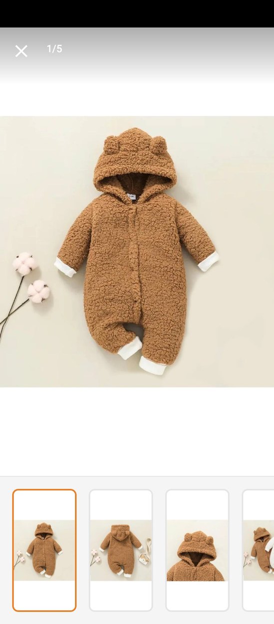 Kahverengi Peluş Bebek Tulumu - Görsel 3