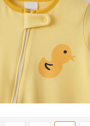 HelloBaby Sarı Bebek Tulum Fermuarlı Duck Desenli