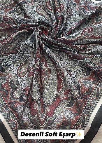 Desenli Siyah Gri Yumuşak Şal - Görsel 12