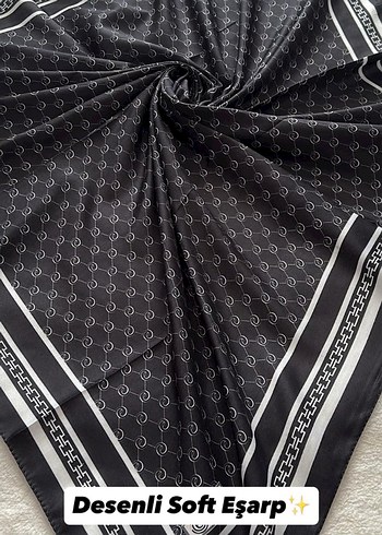 Desenli Siyah Gri Yumuşak Şal - Görsel 8