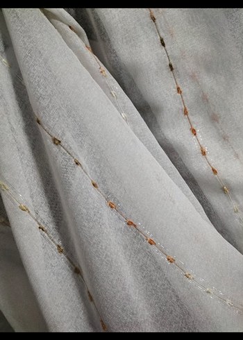 Nakışlı Beyaz Modern Tül Perde - Görsel 2