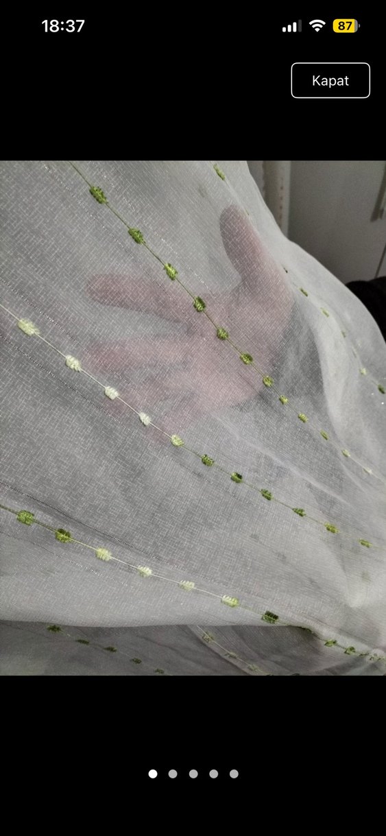 Nakışlı Beyaz Modern Tül Perde - Görsel 3