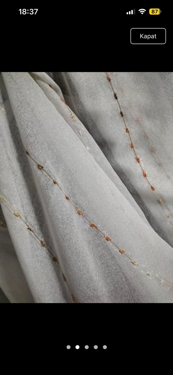 Nakışlı Beyaz Modern Tül Perde - Görsel 2