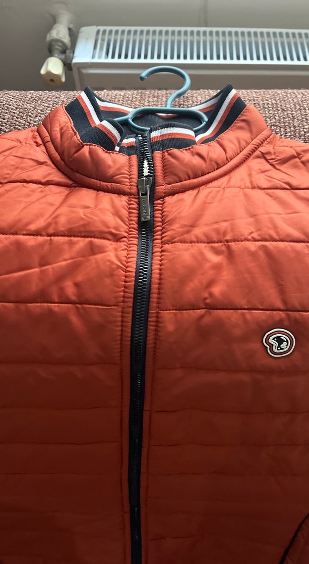 Erkek Parlak taba Kolsuz Fermuarlı Yelek - Görsel 2