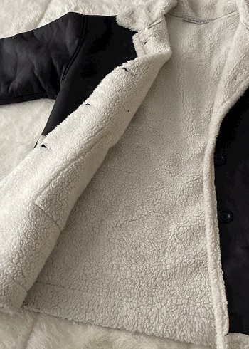 Siyah Kadın Peluş Detaylı Rahat Ceket - Görsel 4