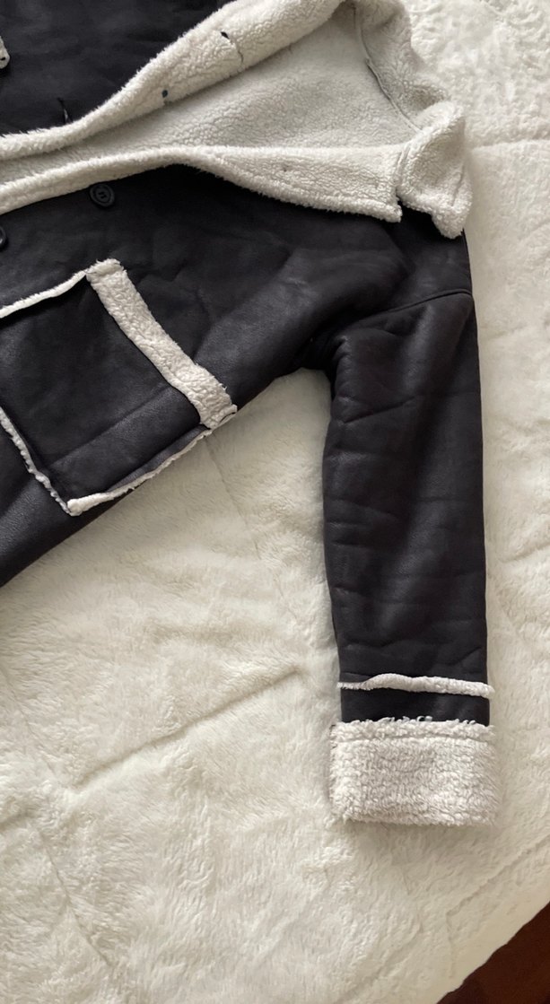 Siyah Kadın Peluş Detaylı Rahat Ceket - Görsel 2