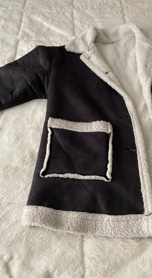 Siyah Kadın Peluş Detaylı Rahat Ceket - Görsel 3