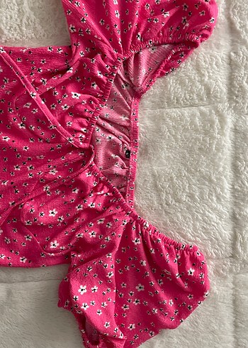 Pembe çiçekli ligralı L beden elbise - Görsel 3