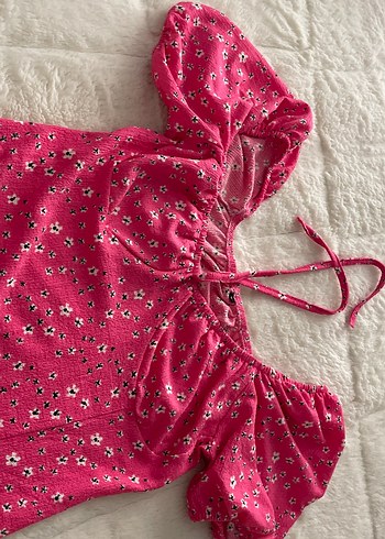 Pembe çiçekli ligralı L beden elbise - Görsel 4