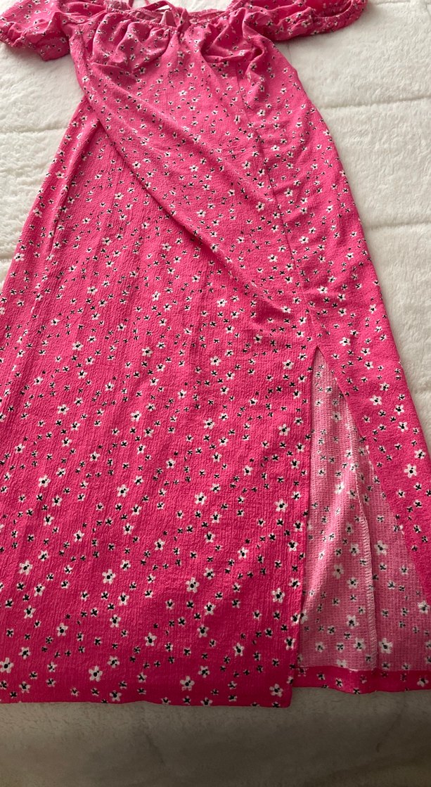 Pembe çiçekli ligralı L beden elbise - Görsel 2