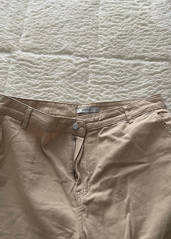 Bej unisex Keten Rahat Kesim Pantolon - Görsel 2