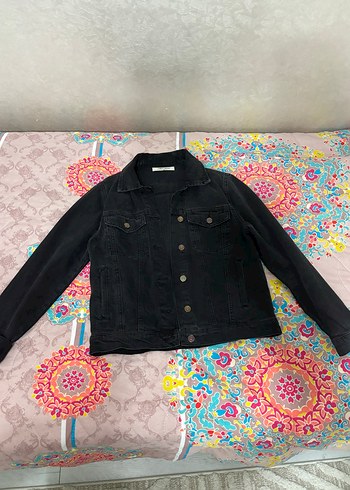 Düğmeli Siyah Kadın Denim Ceket