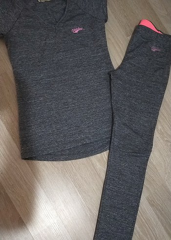 Gri Kadın Spor Tayt Velcro Detaylı