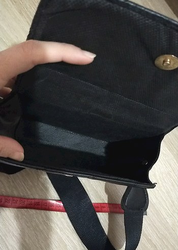 Beden Siyah Deri Tokalı Kadın Çanta
