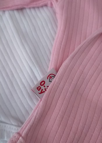 Uzun Kollu Bebek Kız Body Seti - Beyaz ve Pembe - Görsel 2