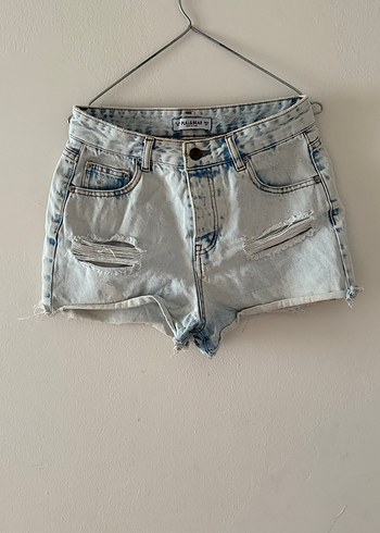 Kadın Mavi Tie-Dye Mini Denim Şort