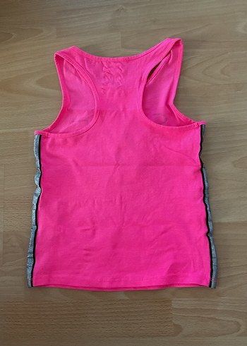 10 Yaş Beden pembe Renk Kız Çocuk Pembe Kolsuz Baskılı Tişört