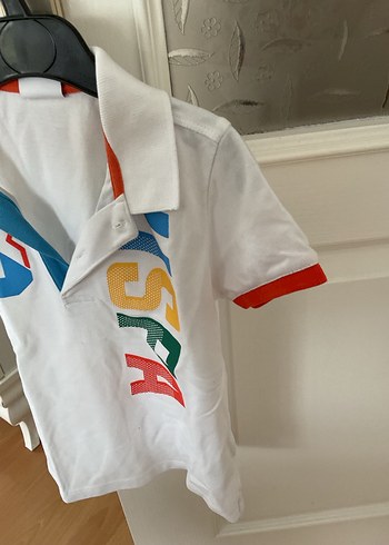 5 Yaş Beden beyaz Renk Beyaz Baskılı Erkek Çocuk Polo Tişört