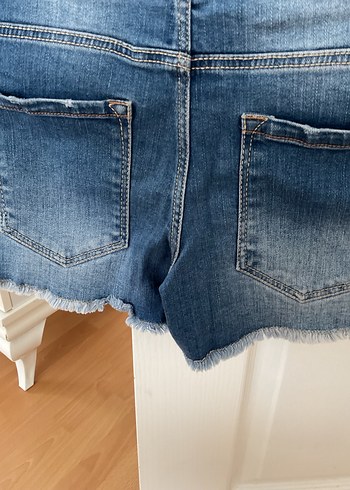 11-12 Yaş Beden mavi Renk Düğmeli Denim Mini Şort