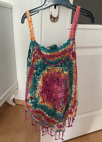 Renkli Dantel Detaylı Kız Çocuk Örgü pareo - Görsel 3