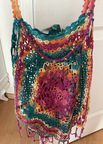 Renkli Dantel Detaylı Kız Çocuk Örgü pareo - Görsel 2