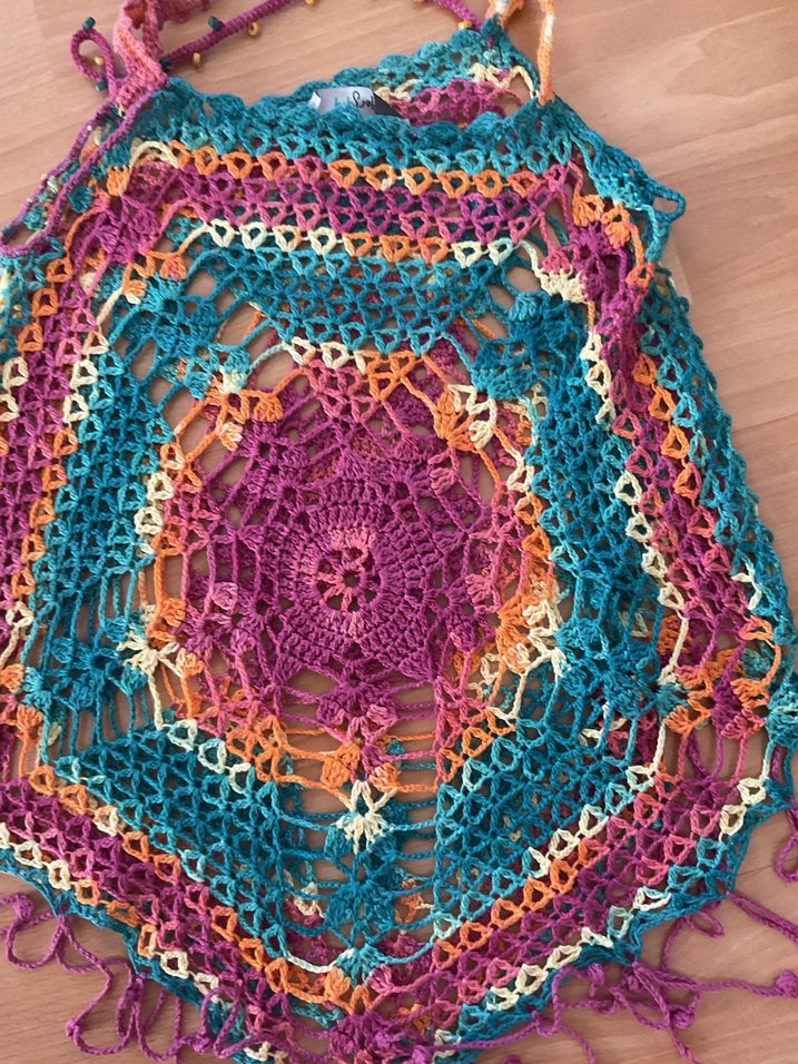 Renkli Dantel Detaylı Kız Çocuk Örgü pareo - Görsel 4