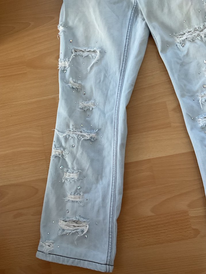 Beyaz Payet Detaylı Kadın Kot Pantolon - Görsel 5