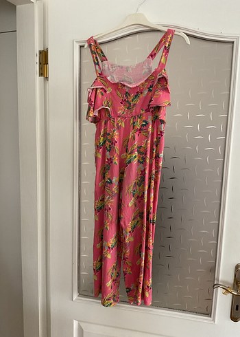 Pembe Renkli Çiçek Desenli Kız Tulum - Görsel 4