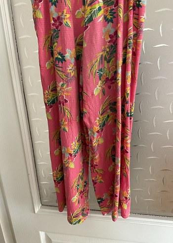 Pembe Renkli Çiçek Desenli Kız Tulum - Görsel 6