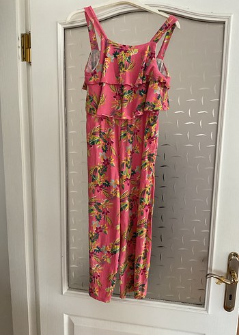 Pembe Renkli Çiçek Desenli Kız Tulum - Görsel 3