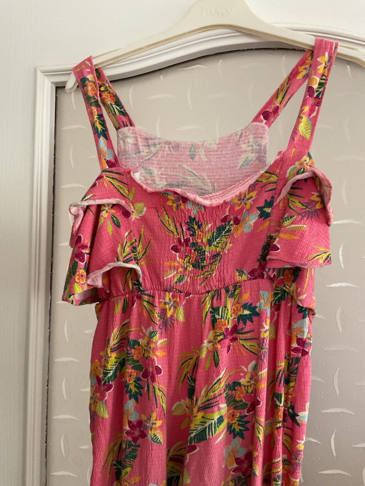 Pembe Renkli Çiçek Desenli Kız Tulum - Görsel 5