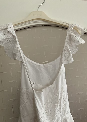 Nakışlı Beyaz Bohem Uzun elbise - Görsel 6