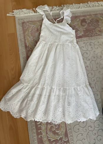 Nakışlı Beyaz Bohem Uzun elbise - Görsel 2