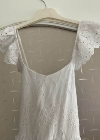 Nakışlı Beyaz Bohem Uzun elbise - Görsel 4